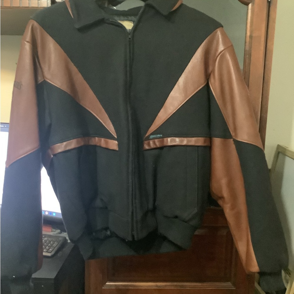 Men's Black and Brown Bomber Rodeo Jacket